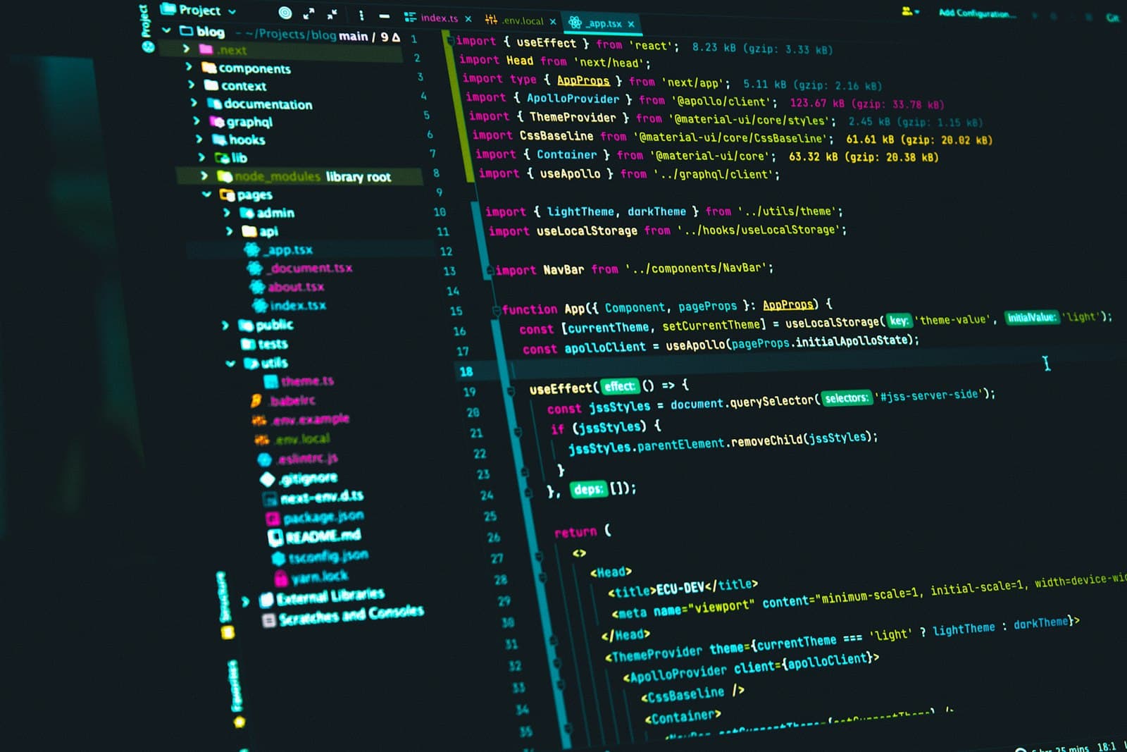 Editor mit geöffnetem Projekt und Dateibaum