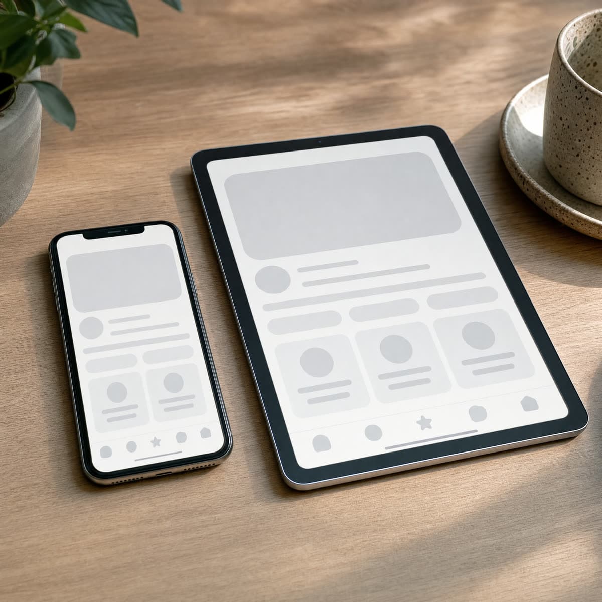 Smartphone und Tablet zeigen dieselbe App nebeneinander