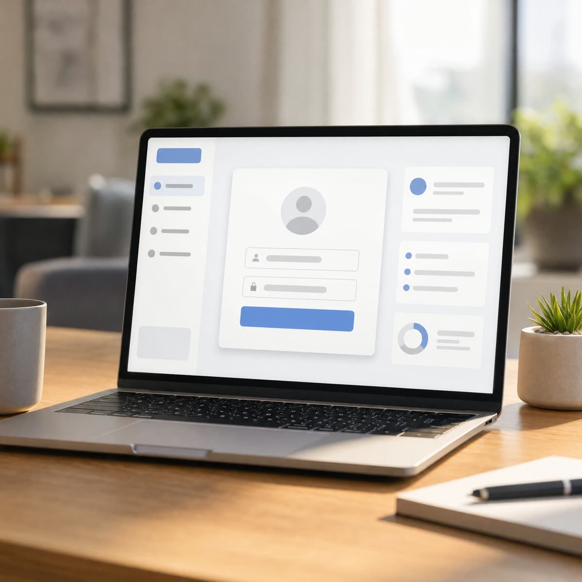 Laptop mit einer Anmeldemaske für ein Kundenportal
