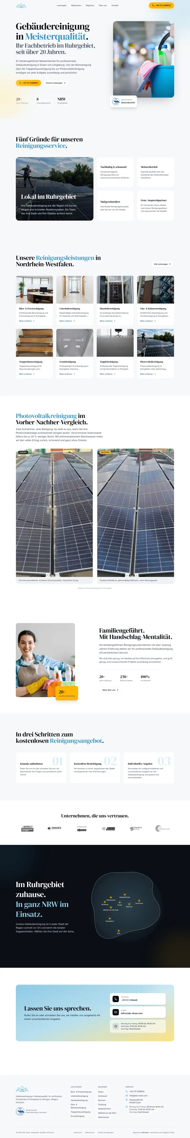 Die Seite ada-clean.com von oben bis unten