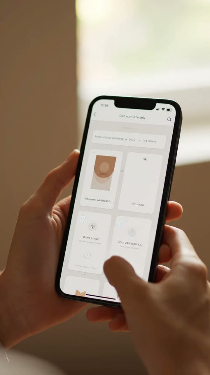 Hände halten ein Smartphone mit einer geöffneten App