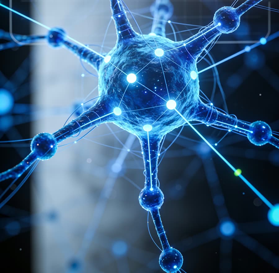 Leuchtendes Netzwerk aus verbundenen Knotenpunkten