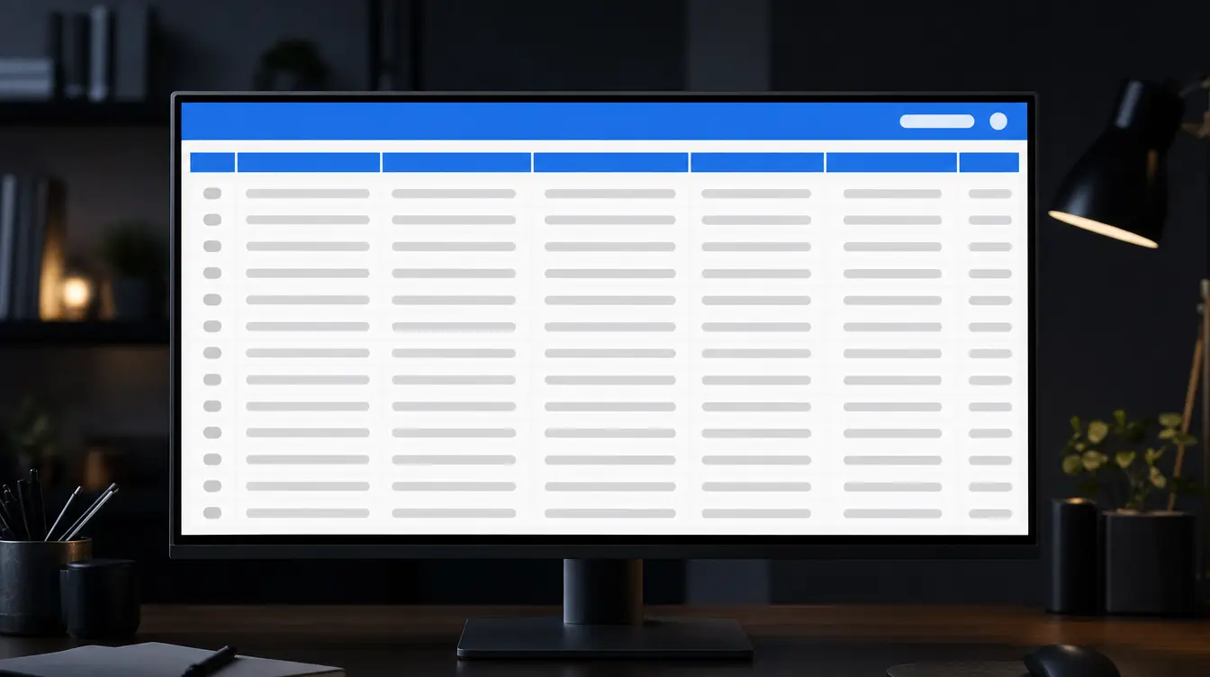 Bildschirm mit einer Tabellenansicht voller Datensätze
